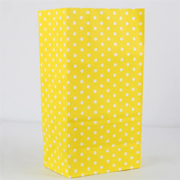 Yellow dot 10 шт./лот, 23x12x7,5 см бумажные пакеты для конфет в горошек, бумажный пакет для упаковки пищевых продуктов, подарочные пакеты, бумажные пакеты для украшения дня рождения, свадьбы, вечеринки, бумажные пакеты для рукоделия - Цвет: Yellow dot