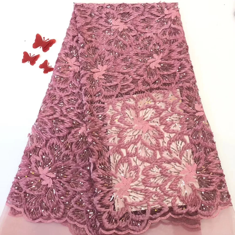 

New design African velvet lace high quality French lace embroidery tulle lace fabric Nigerian party dress