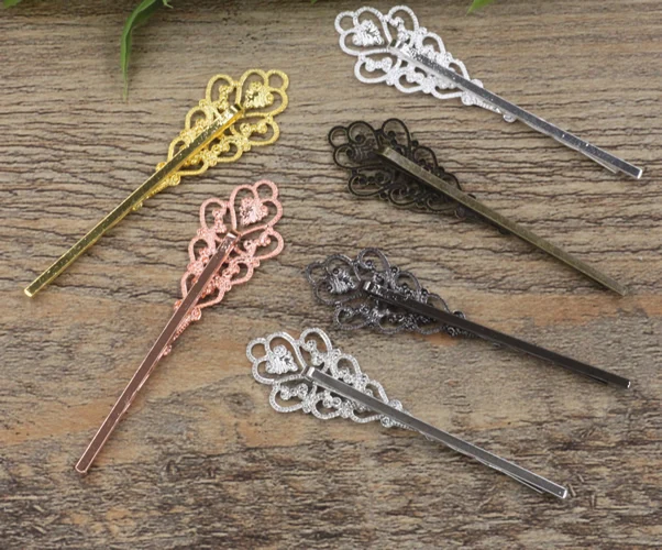 

Antique Bronze/Gold/Silver/Black Barrettes Hair Bobby Pin clip with 18*41mm Flower Tray,DIY Jewelry Finding Accessories 100pcs