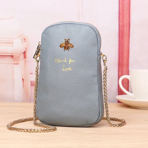sky blue Красный карман для мобильного телефона Маленькая Сумочка через плечо с цепочкой сумка женская через плечо, через плечо, Сумки из натуральной кожи через плечо девочка носить Дамская - Цвет: sky blue
