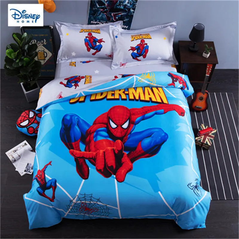 

disney marvel comforter bed set queen size 3d bed linens 100% cotton kids room decor twin full single size bedroom decor 3/4 pcs