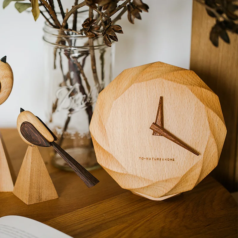 

Creative Rose Wood Wall Clock Bedroom Living Room Desk Bedside