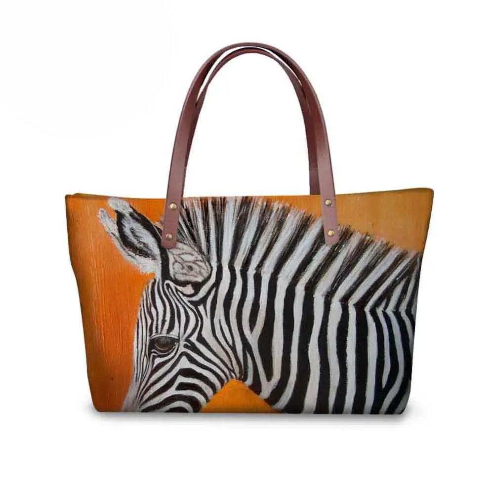 3D Розовая картина с изображением зебры роскошные женские сумки для покупок