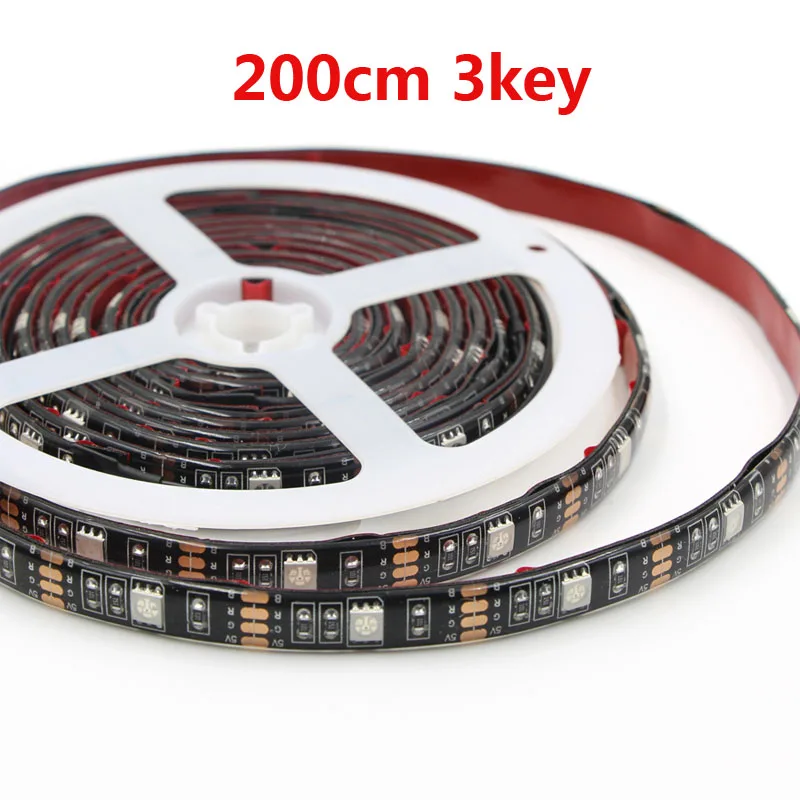 200cm 3key black pcb 1 м 2 м 3 м ТВ USB водостойкий SMD светодиодные полосы 5050 RGB многоцветный ТВ фон Настольный фон с подсветкой ТВ Компьютерный дисплей - Испускаемый цвет: 200cm 3key black pcb