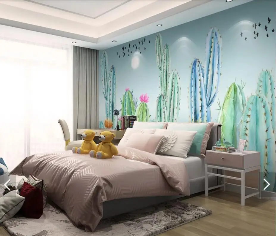 Настенная роспись в стиле джунглей с цветами Большая фотография настенная