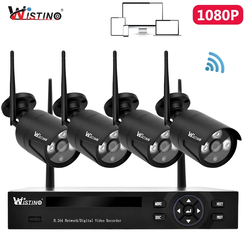 Wistino 2MP 4CH Беспроводная ip камера NVR комплект HD 1080 P камер видеонаблюдения системы