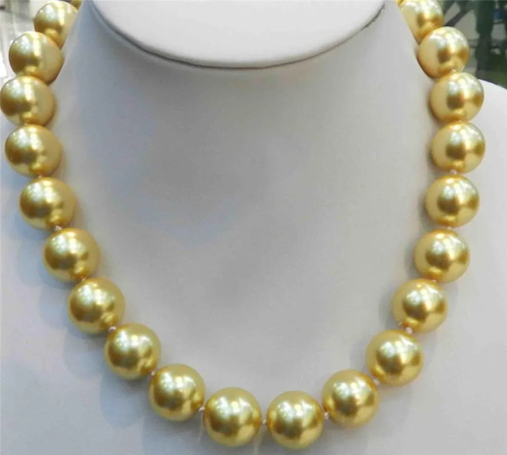 

16mm Golden South Sea Shell Pearl Necklace 18" AAA+