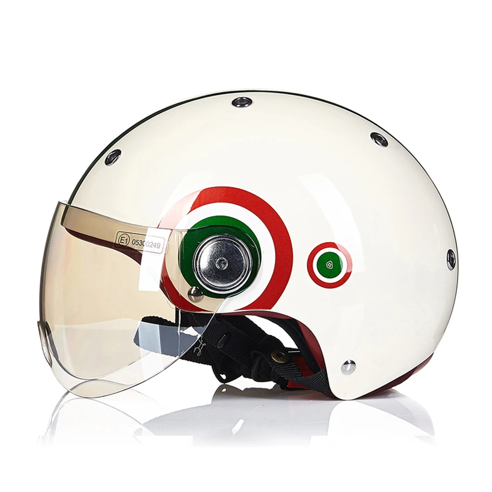 B-103 White Red BEON мотоциклетный шлем Chopper 3/4 с открытым лицом винтажный шлем Moto Casque Casco Capacete для мужчин и женщин скутер мотоциклетный шлем - Цвет: B-103 White Red