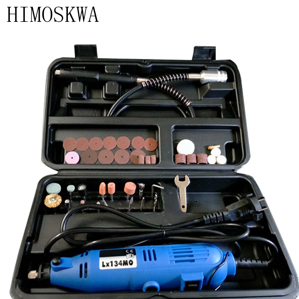 HIMOSKWA 40 шт. электрический шлифовальный мини-станок с мягким валом Регулируемая скорость электрическая шлифовальная машина сверление, шлифовка