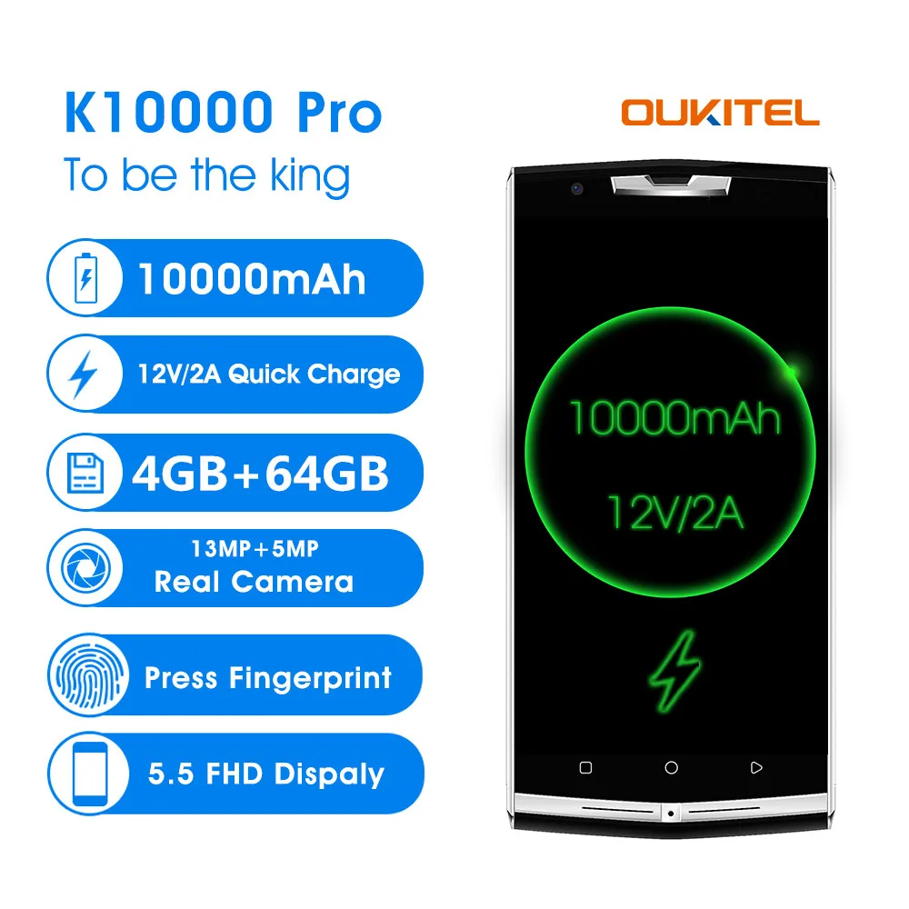 Oukitel K10000 Pro 10000 &quotFHD портативное зарядное устройство для смартфона мАч 5 MTK6750 Octa Core 4