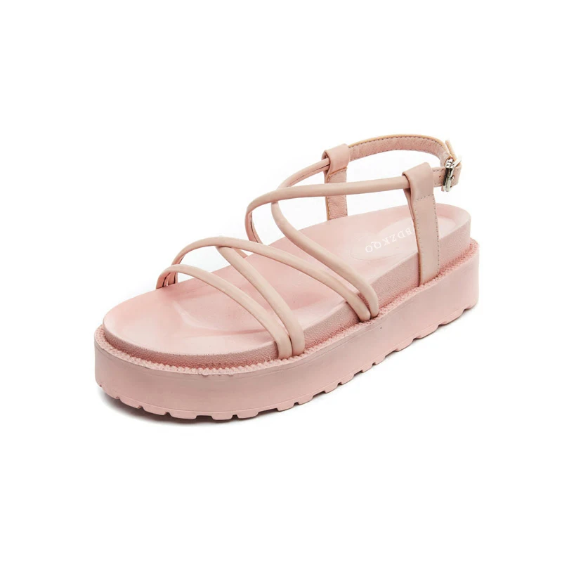 Ремешки женщины мягкий Harajuku Slingback клин на платформе клетка низкий каблук обувь Flatform ремень красный винтажные сандалии для гладиаторов каблуки розовый Лето клинья