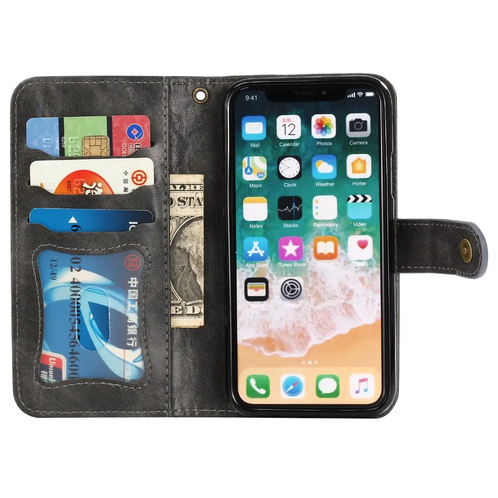 Для iPhone 11 pro XS Max XR 7 8 Plus pu ретро кожаный бумажник съемный магнитный 2в1 съемный чехол для фото карты