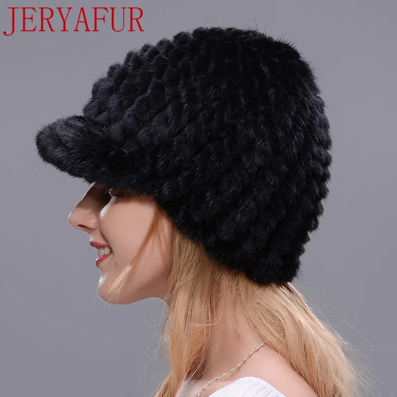 Меховая шапка jeryafur с настоящей мантией Кожаная Шапка Лыжная эластичной шапкой