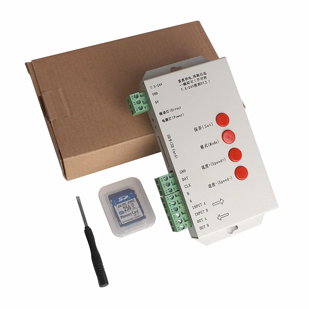 Светодиодный T1000S 128 SD карты Пиксели WS2811 контроллер DC5 ~ 24 V для WS2801 WS2812B LPD6803