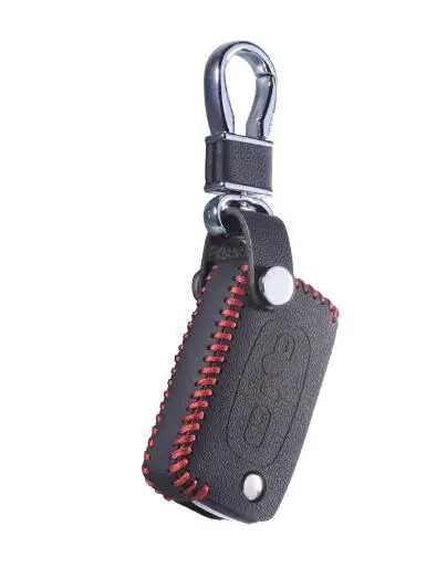 Натуральная кожа чехол для ключа Citroen C2 C3 C4 C5 C6 Xsara Quatre Пикассо PEUGEOT 206 307 308 407 408 RCZ цепочка для ключей чехол Keybag - Название цвета: two button red