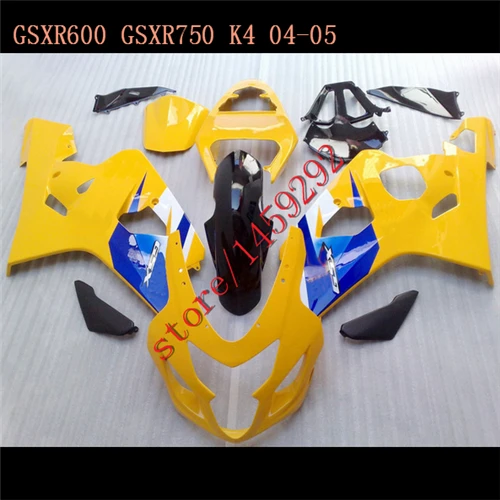 

Желтый/синий для GSXR600 GSXR750 K4 04 05 2004 2005 комплект обтекателей GSXR600 750 04-05 форма GSXR 600 750 GSXR600 750 BBF
