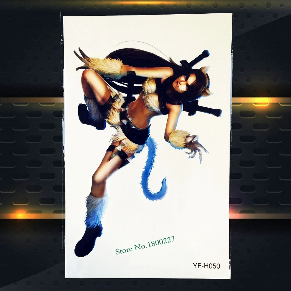 1 шт. Съемная вспышка временная татуировка рукав наклейка злой Кот Фея аниме