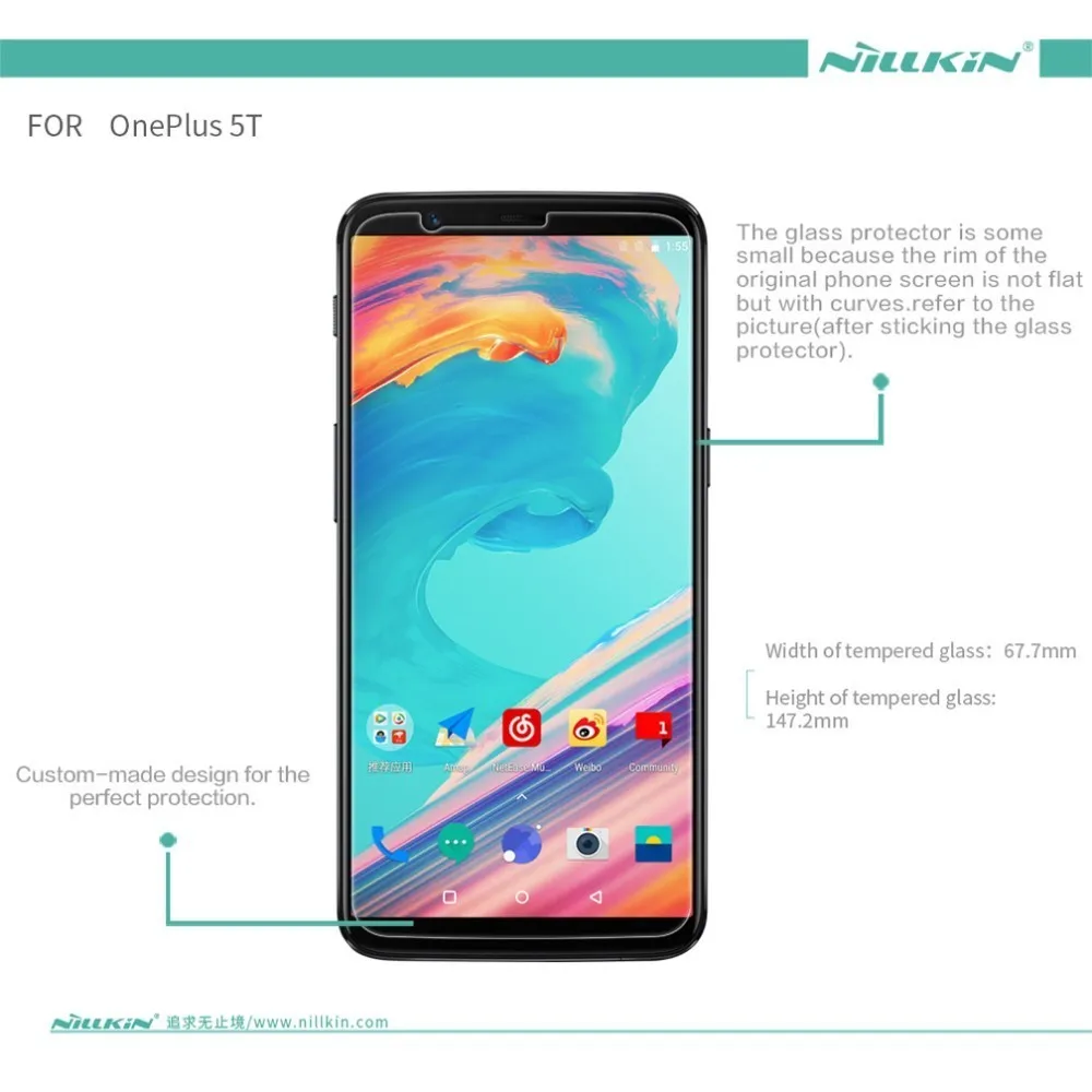 Защитное стекло для экрана Oneplus 5T 6 01 ''NILLKIN Amazing H/H + PRO 9 H из закаленного стекла