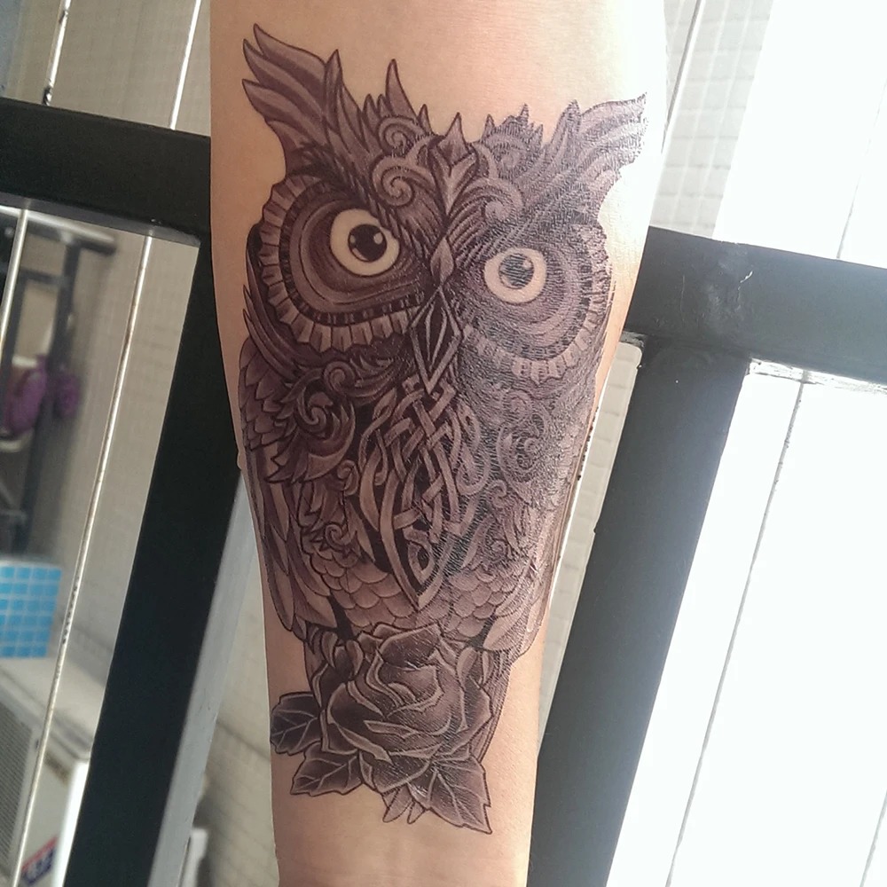 Поддельные Временные Съемная татуировка переводятся с помощью воды птицы сова