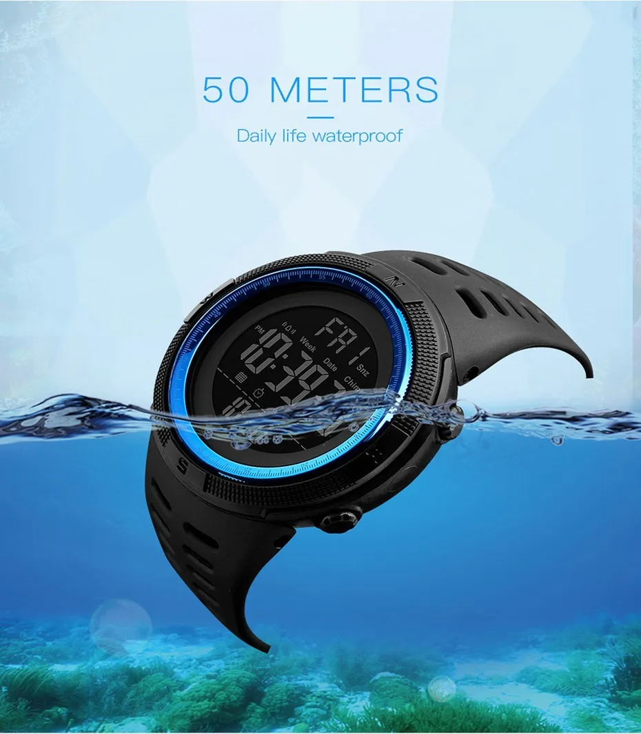 SKMEI Для мужчин спортивные часы Dual Time Часы Будильник обратного отсчета Montre homme 50 м Водонепроницаемый Relogio Masculino Relogio
