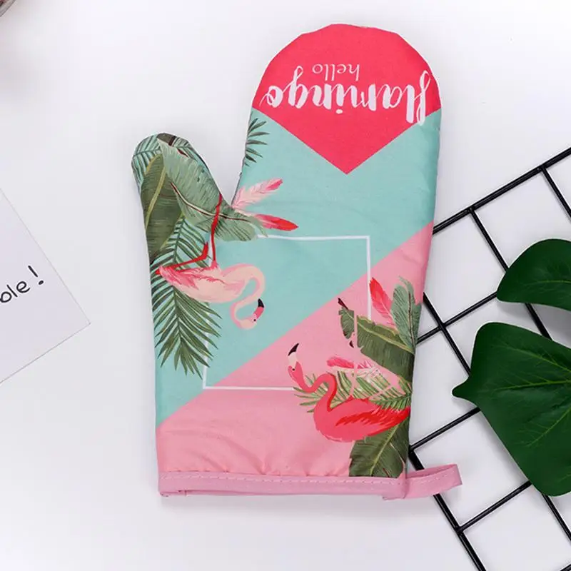 Двухсекционный Фламинго шаблон Прихватки изоляционный коврик хлопок и лен
