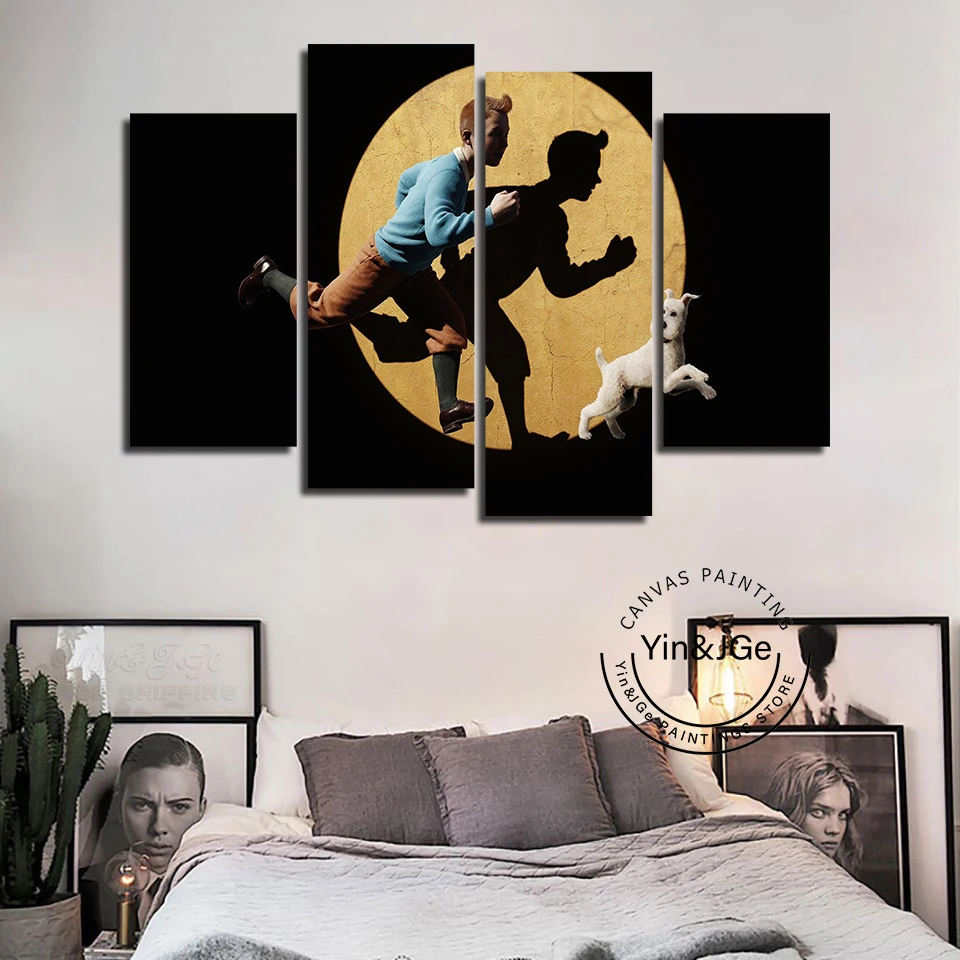 Холст с HD-печатью настенное искусство украшение для дома 3 предмета Тинтин