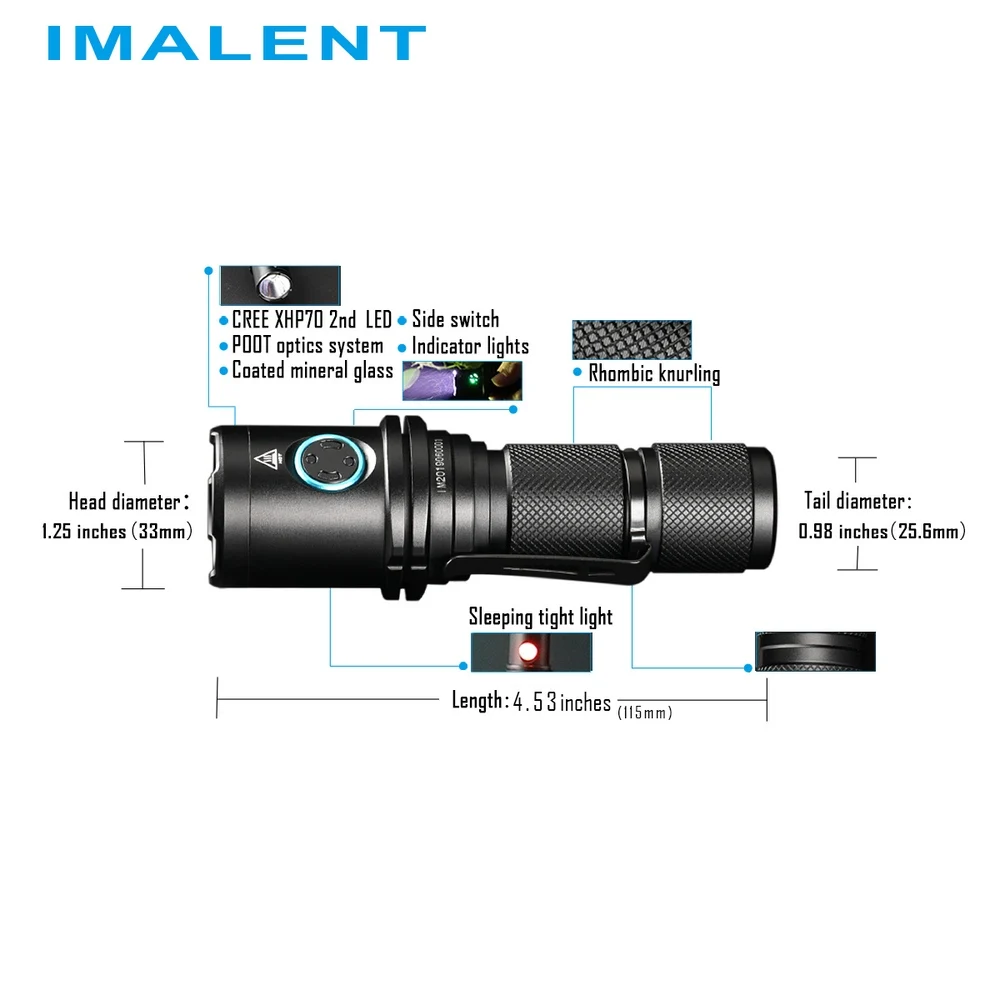 IMALENT DM70 Перезаряжаемые фонарик OLED Экран Max 4500LM дальность луча 306 измерительный