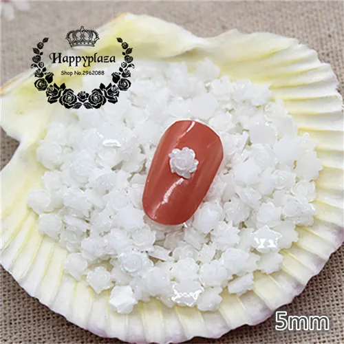 white 500pcs 500 шт 5 мм красный/розовый/белый/фиолетовый/синий полимерный Блестящий маленький цветок плоский с оборота Кабошон DIY Ювелирные изделия/ремесло/украшение ногтей - Цвет: white 500pcs