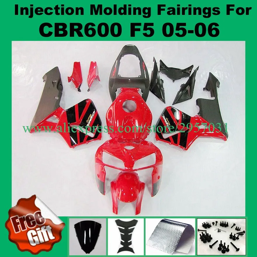 

Free screws+gifts Injection mold Fairing kit for HONDA CBR600RR F5 05 06 2005 2006 CBR600 Black Red S3245 Fairings set
