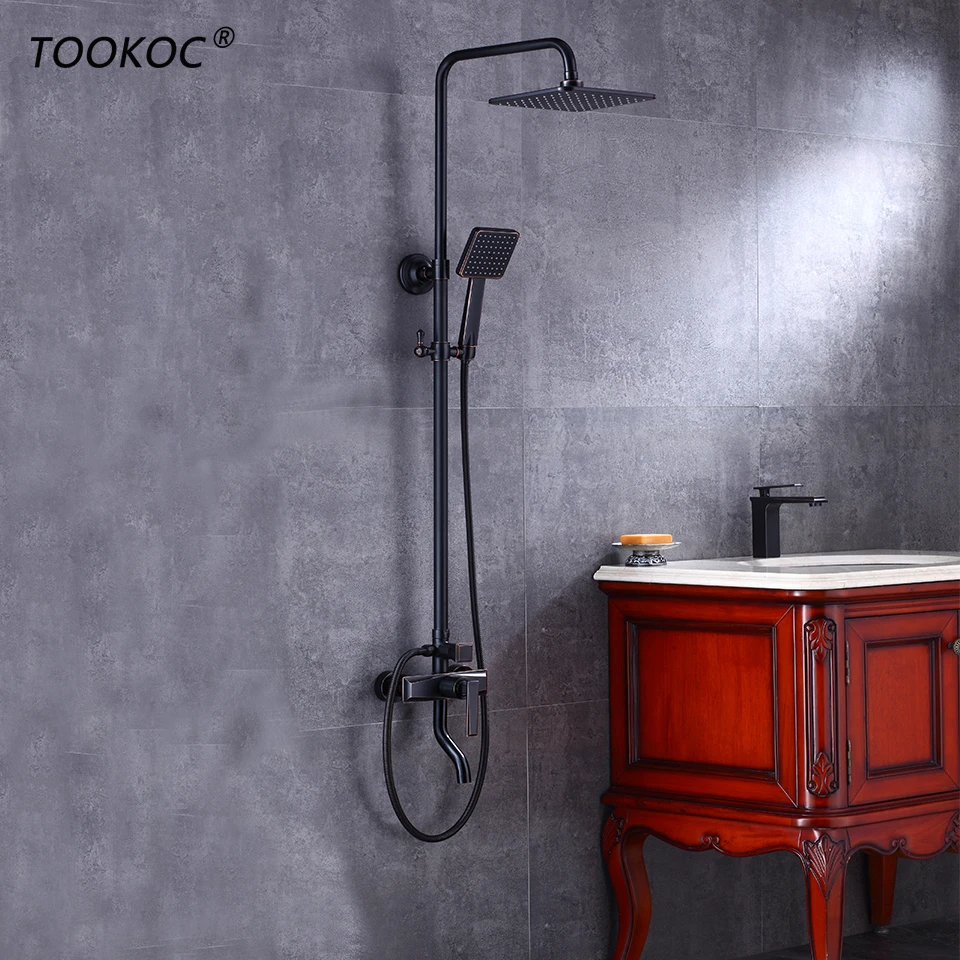 TOOKOC Bathroom Shower Mixer Faucet Rotate lifting Tub Spout Wall Rainfall Head Handshower Cold and Hot Water | Обустройство дома