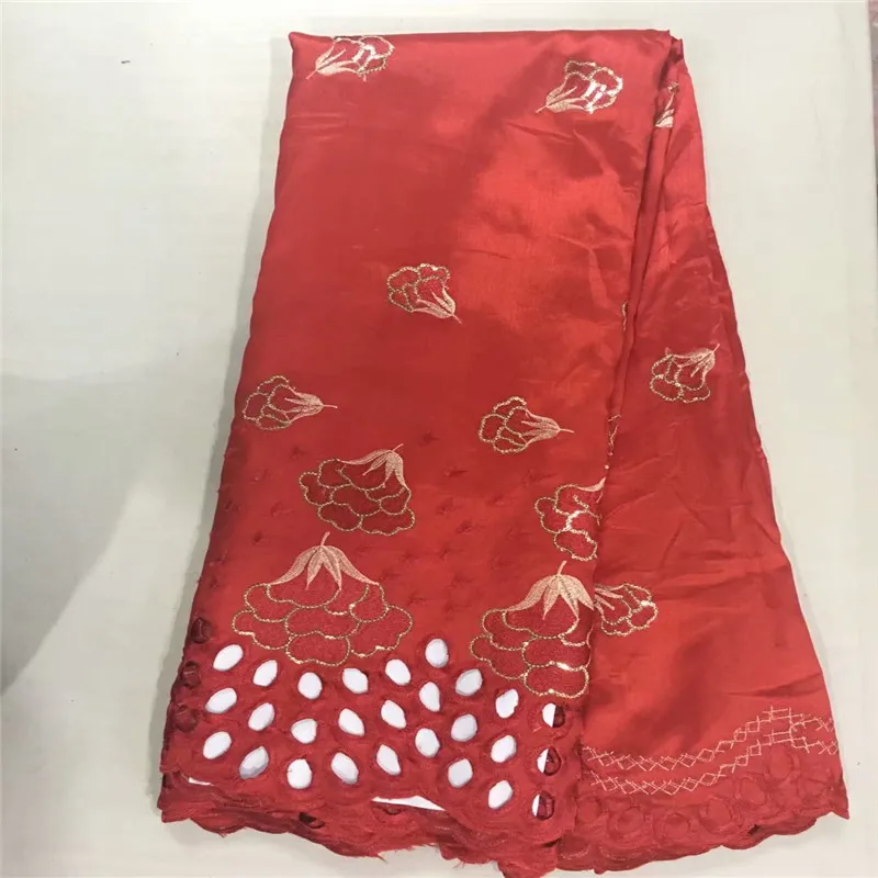 

African George Lace Fabric Wine Color Quality Nigerian Silk George Indian Raw Silk Georges Wrapper For Sewing 5yards/pcs Y94-2