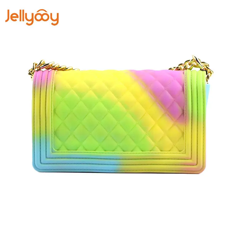 Jellyooy Beachkins новая мода девушка сумка ПВХ шик красочные матовые желе цепи сумки