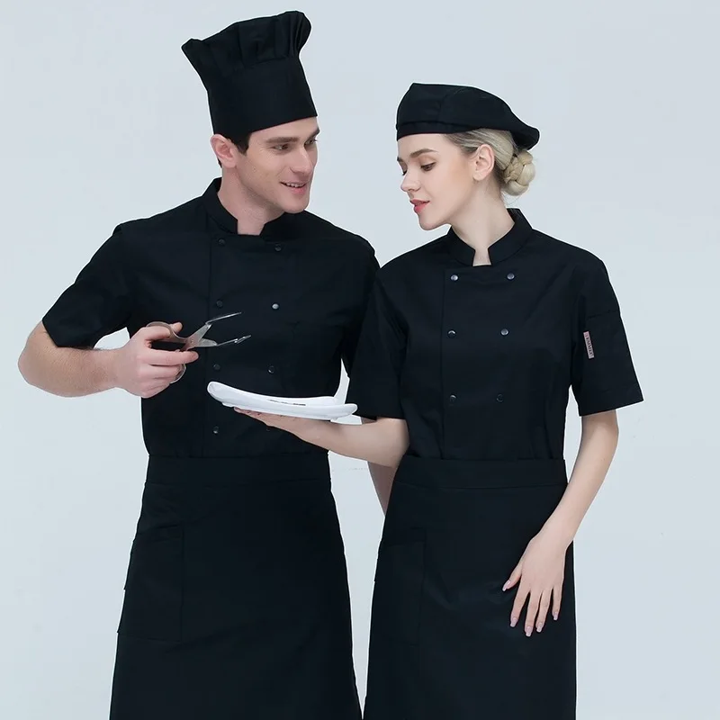 Летние куртки шеф-повара с коротким рукавом дышащие кухонные комбинезоны пальто