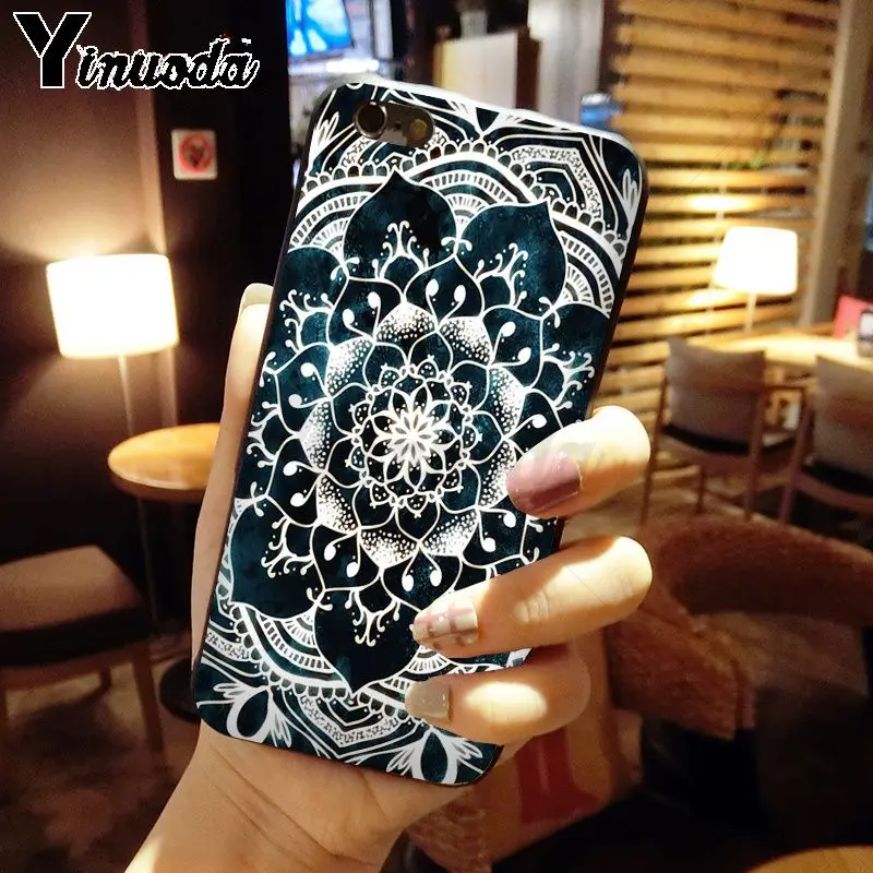 Yinuoda синяя Золотая мандала цветок мечта колесики чехол для телефона Fundas iPhone X XS MAX 6