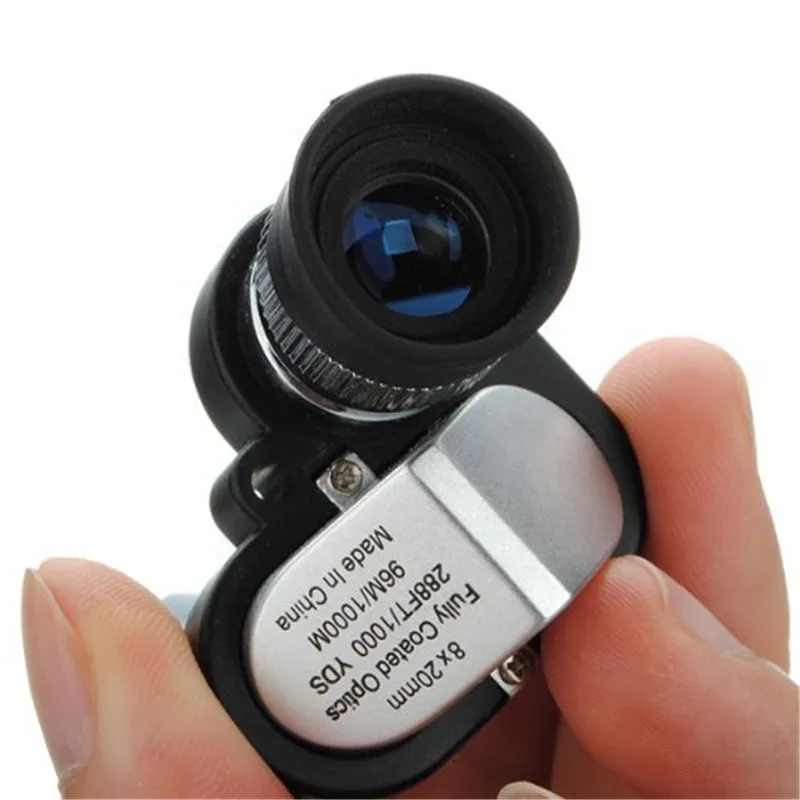 

Outdoor Monocular Telescope Mini 8 x 20mm Portable Adjustable Metal Night Vision Pocket Telescope for Hiking Climbing Wilderness