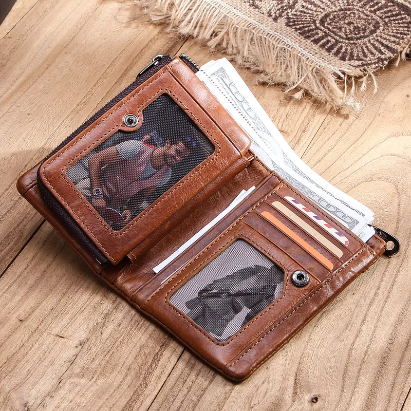 

CONTACT'S Genuine Leather Men Wallet Short Coin Purse Male Small Vintage Hasp Wallets High Quality Card Holders Cuzdan For Man