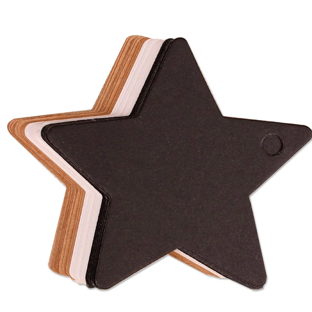 6X6Cm этикетки из крафт бумаги маленькая пятиконечная звезда прайс лист на черных