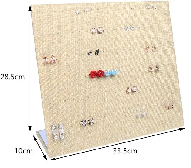 linen 120 holes rack Тип L дизайн труба дисплей полка доска булавка ухо кольцо ювелирные изделия стенд серьги держатель ювелирных изделий коробка магазин - Цвет: linen 120 holes rack