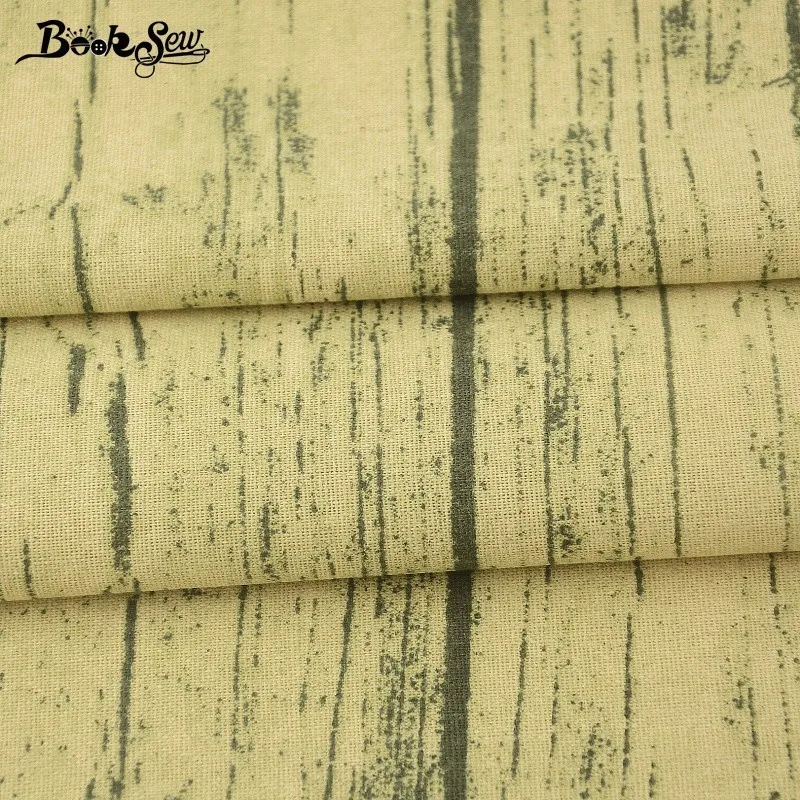 Хлопчатобумажная льняная ткань Booksew для кукол бежевая линия тканевая занавесок