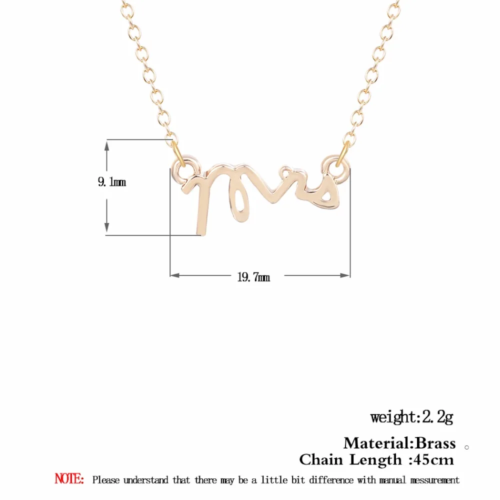 Kinitial 10 шт. модное ожерелье Mrs крошечные любовь Алфавит ожерелья с буквой простые