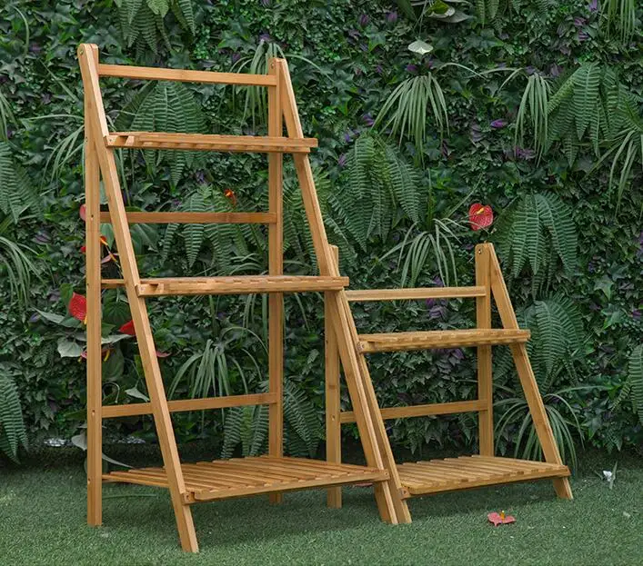 Экологичная бамбуковая Складная подставка для горшков 40x40x96 см | Дом и сад