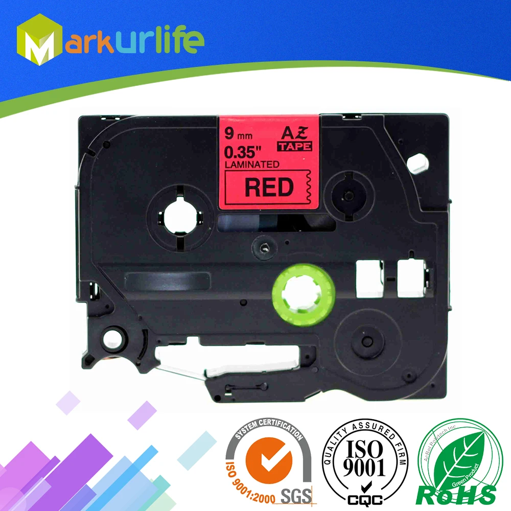 

1 PCS/Lot 9mm*8m Compatible For Tze 421 Tze421 Black on Red Laminated P touch 9mm tze-421 Adhensive Tape Cartridge tz421 tze-421