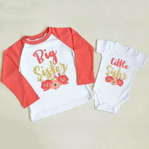 Infant Baby Little Sister Romper Big Tops Match Floral Clothes Lovely Outfits Newborn Girls | Мать и ребенок