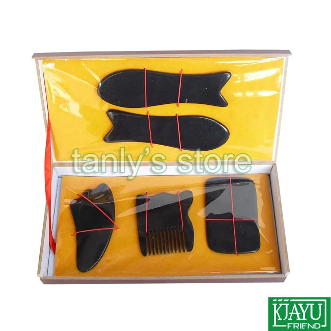 Оптом и в розницу традиционная жесткая коробка для массажа Gua Sha kit 5 шт./компл. + 1
