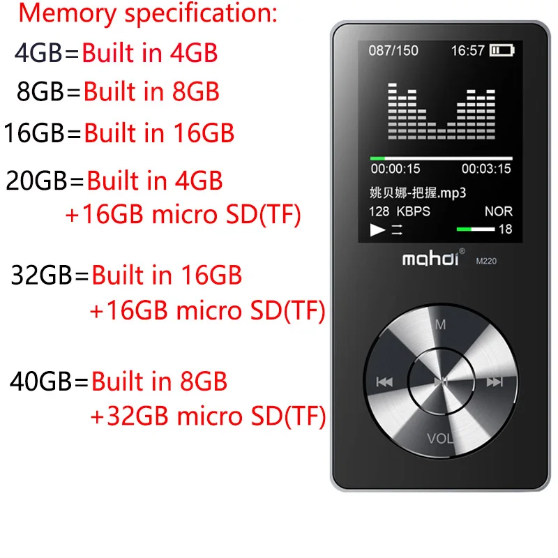 MP3 плеер MAHDI HIFI без потерь 1 8 дюймовый TFT экран музыкальный встроенный динамик ГБ с