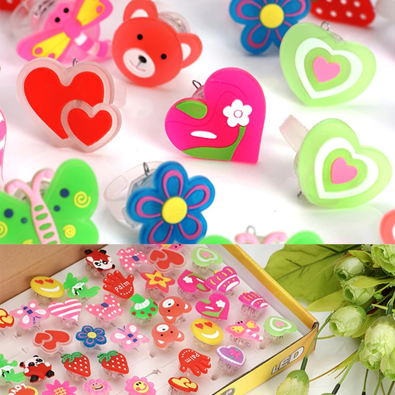 5pcs Luminous rings Ornament children's toys flash Party gifts LED Cartoon light glow in dark childs kids playing night | Дом и сад