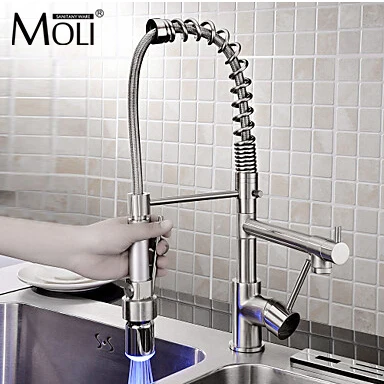 Brushed Kitchen Faucet Deck Mounted Pull Down Torneiras With