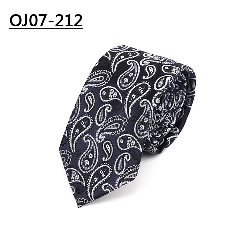 OJ07-212 YISHLINE Factory 7 см галстуки Пейсли жаккардовые галстуки для мужчин Свадебная вечеринка белая рубашка Жених Длинный Галстук Свадебные аксессуары - Цвет: OJ07-212