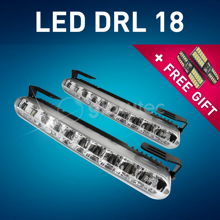 

D-RL 18 - 2X 12V 18 LED Car Driving Day time Running Light Fog Lamp Bright White GLOWTEC