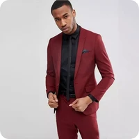 custom made burgundy men suits for business prom suit casual slim fit groom tuxedo costume homme mariageterno masculino 2piece